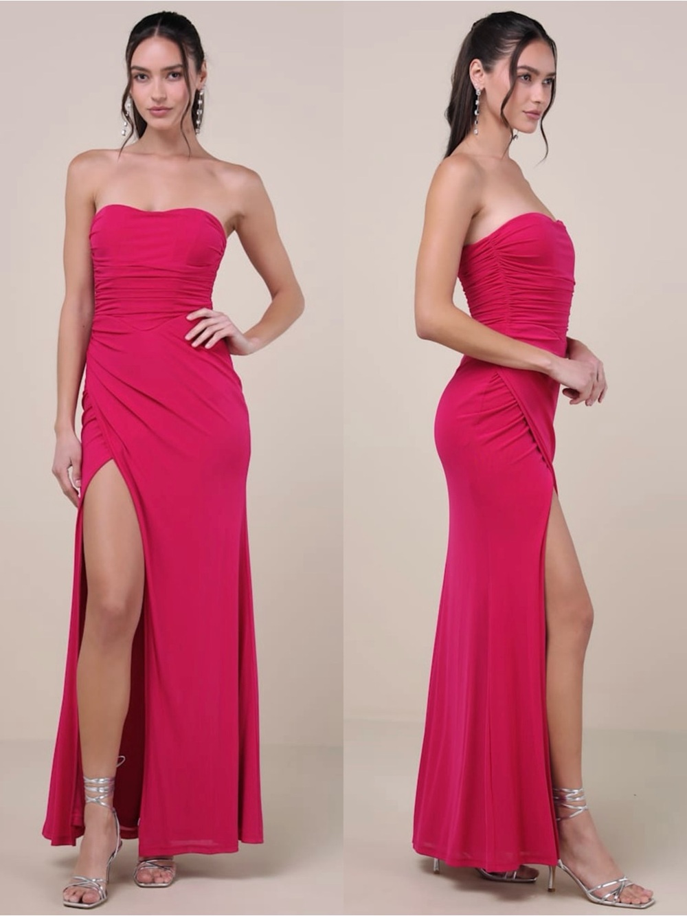 LULUS Mesh Sweetheart Neck Strapless Ruched Princess Bodice‎ Y2K Formal Dress S
